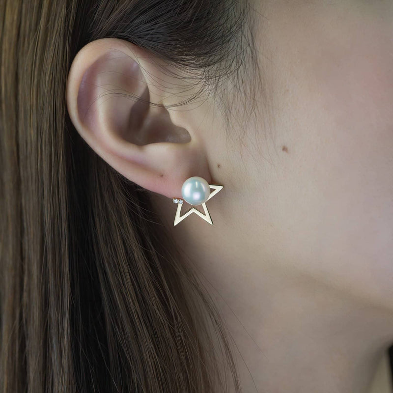 Sea Pearl Studs with Diamond Star Two Way Earrings - Melbourne, Australia