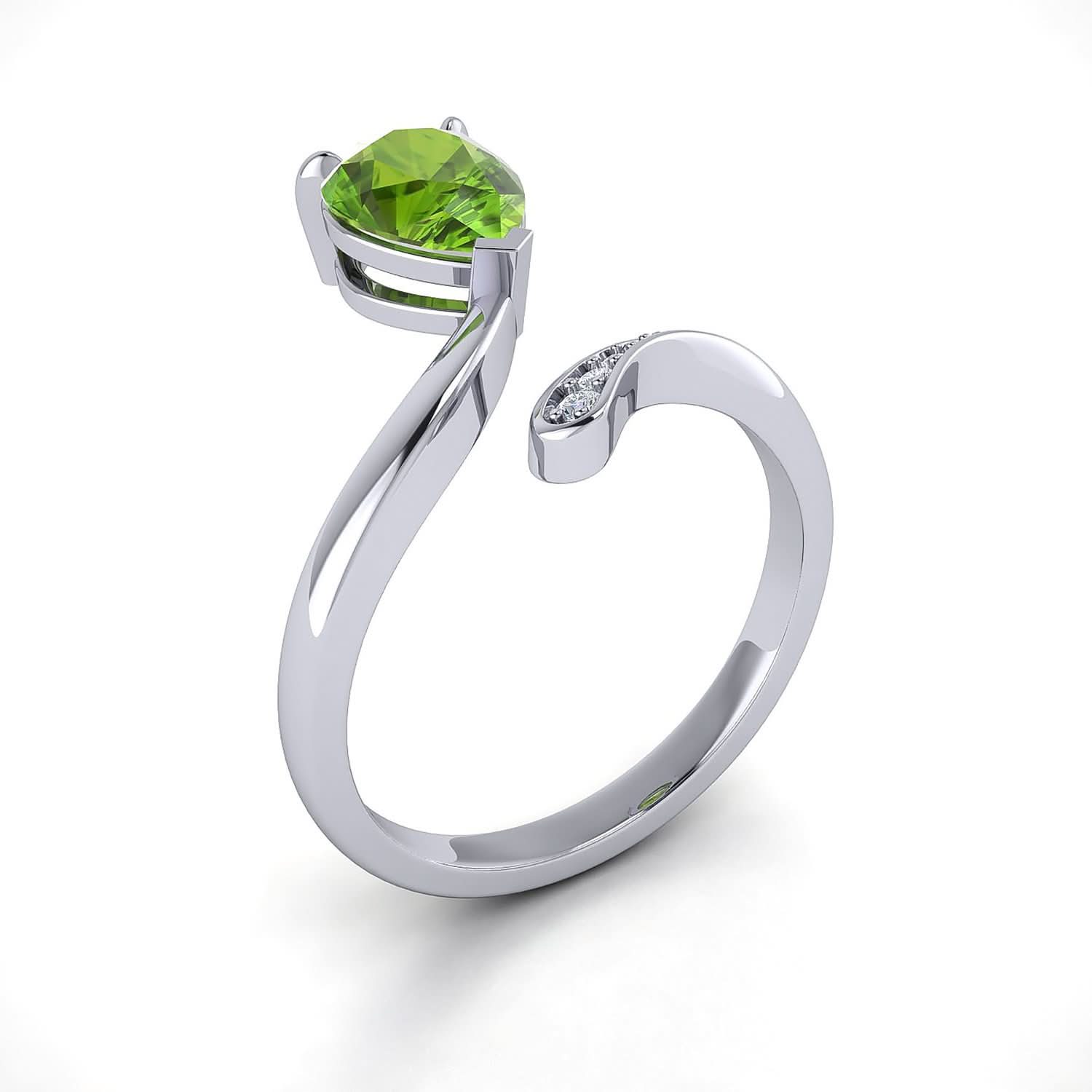 18k Solid Gold Pear Shape Peridot Diamond Open Ring | Rings Melbourne Australia