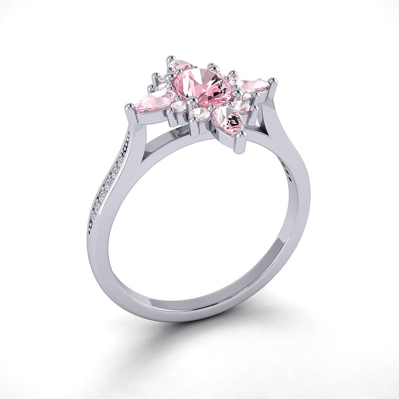 Sapphire Rings Melbourne | Antique Pink Diamond Sapphire Ring in White Gold