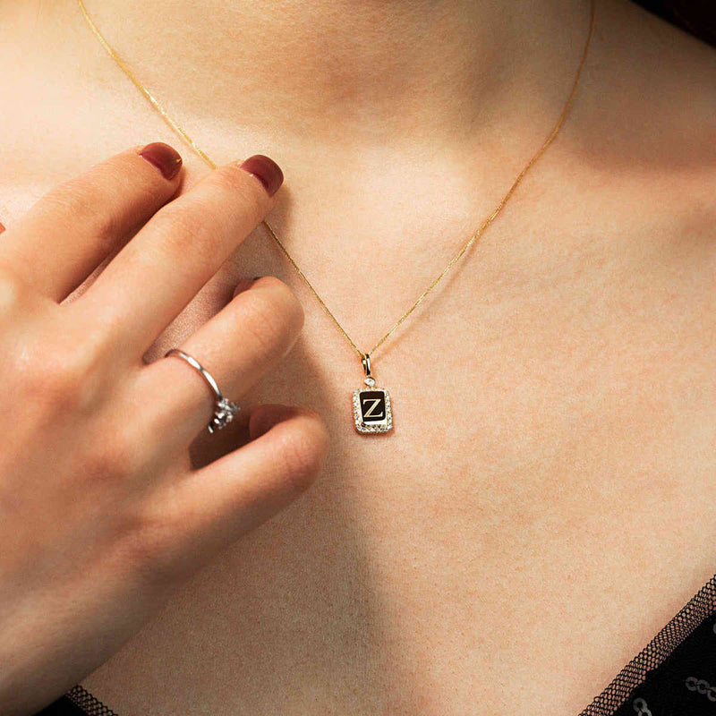 18K Solid Gold Diamond Signature Luxury Pendant | Necklaces