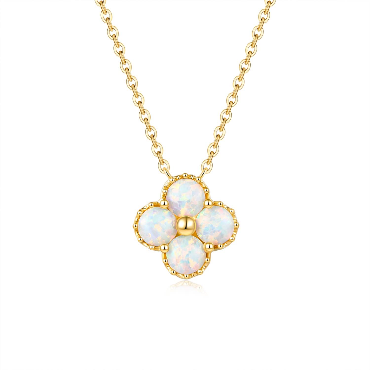 18k Solid Gold Australian Opal Clover Necklace - Melbourne, Australia