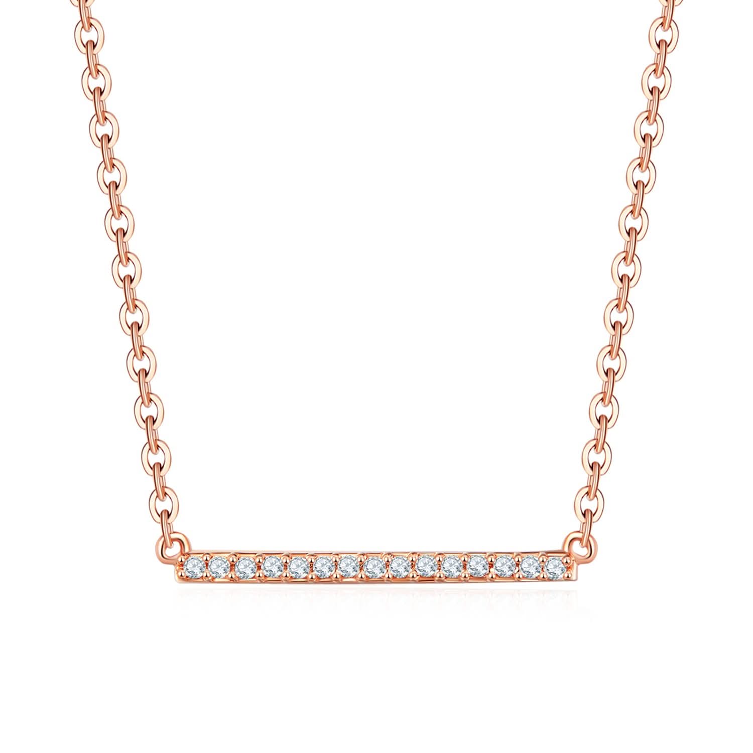 18k Solid Gold Classic Diamond Horizontal Bar Necklace - Melbourne, Australia