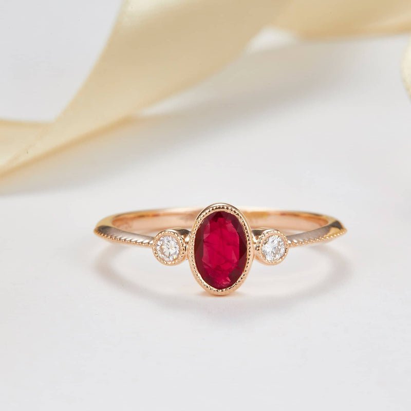 Buy 18k Solid Gold Oval Bezel Set Ruby Engagement Ring - Melbourne, Australia