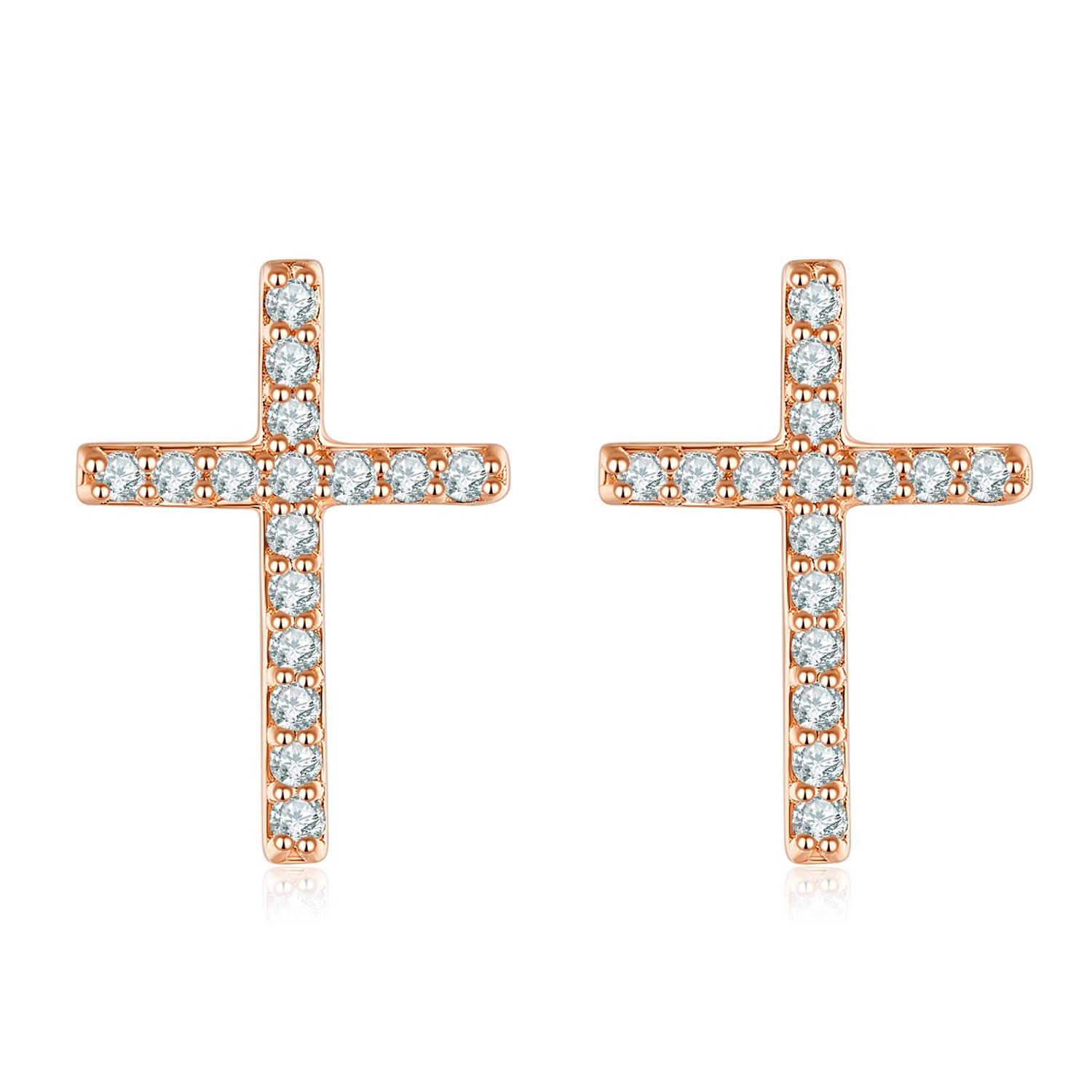 18K Solid Gold Cross Diamond Earrings - Melbourne, Australia