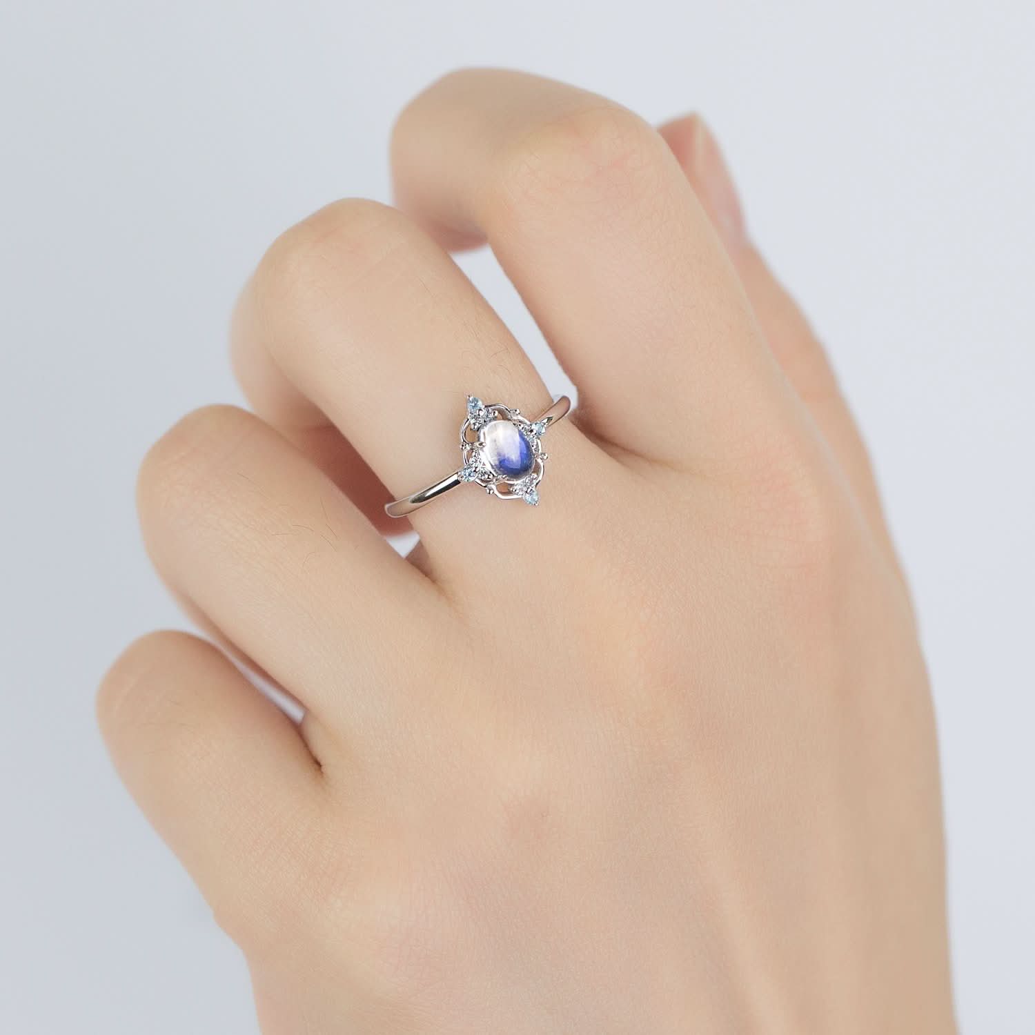 18k Solid Gold Moonstone and Blue Topaz Ring - Melbourne, Australia