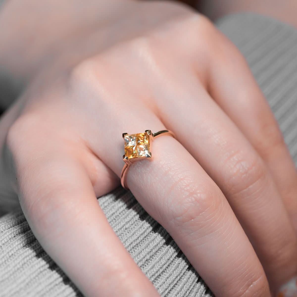 18k Solid Gold Square Yellow Sapphire Ring - Melbourne, Australia
