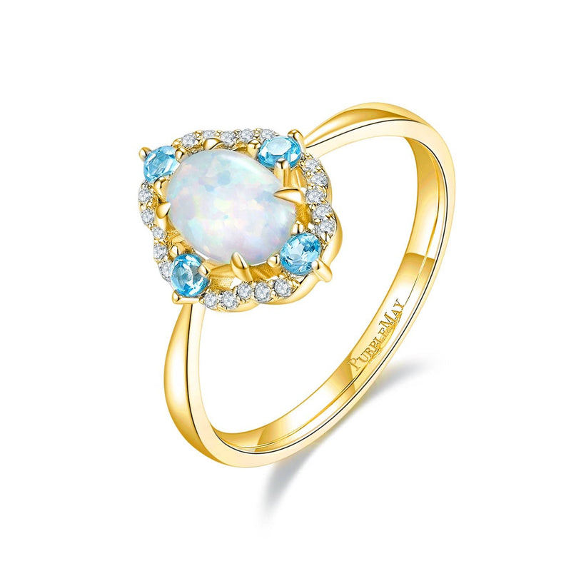 18k Solid Gold Vintage Opal and Topaz Diamond Ring | Rings Melbourne Australia