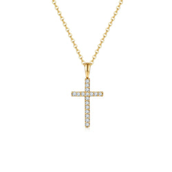 18k Solid Gold Classic Cross Diamond Necklace - Melbourne, Australia