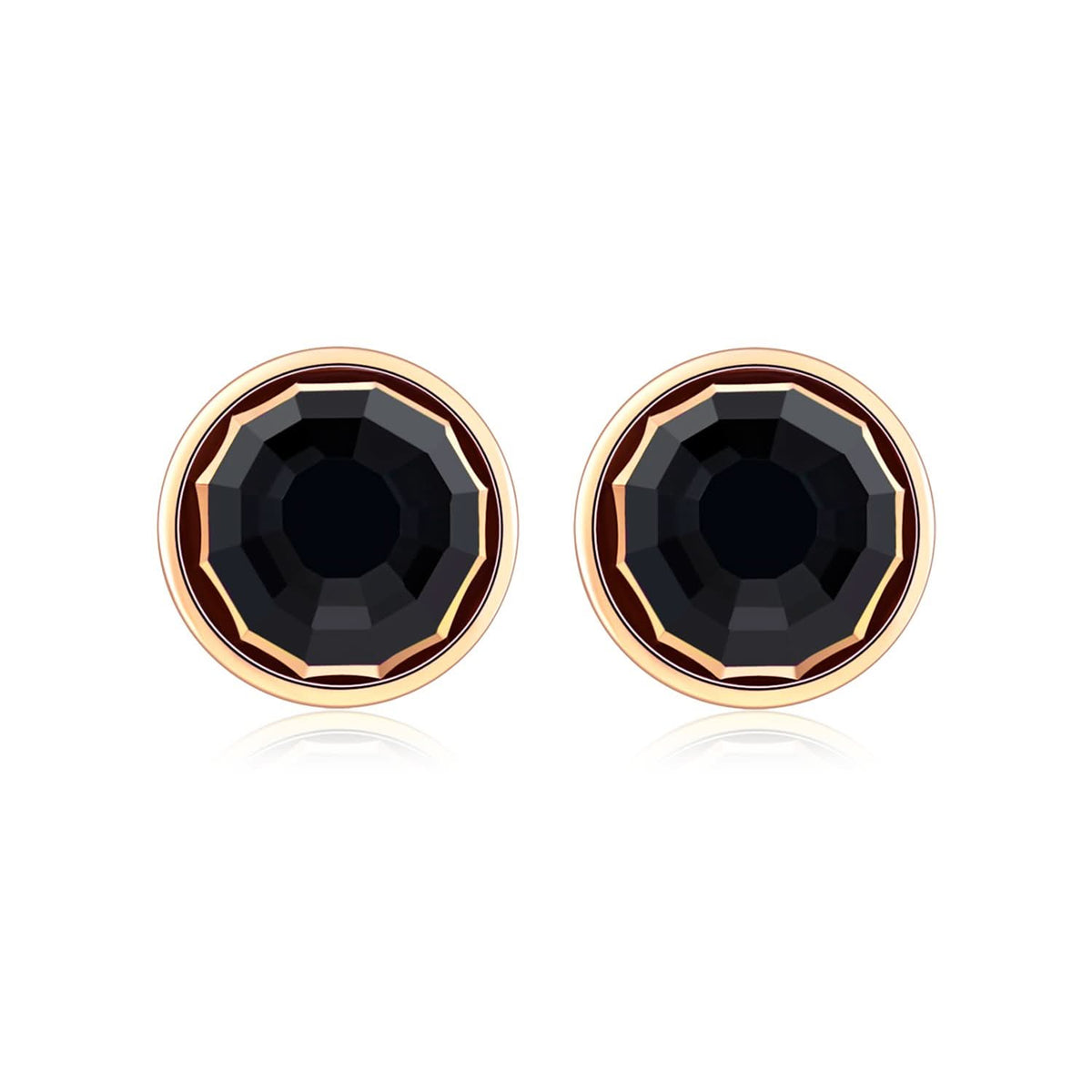 18k Solid Gold Round Black Onyx Stud Earrings - Melbourne, Australia
