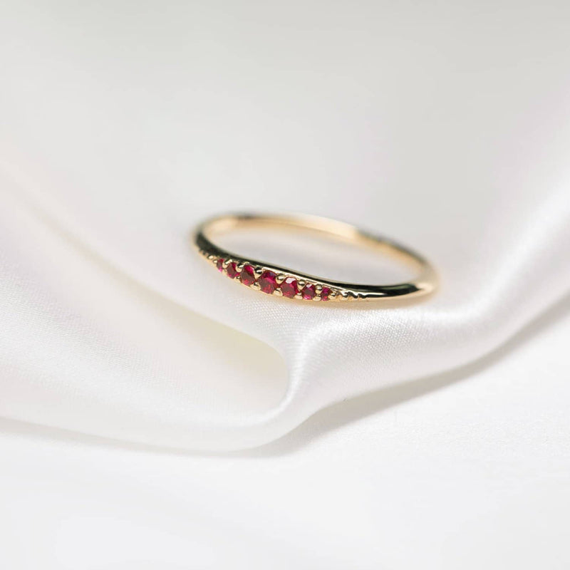 18k Solid Gold Stacking Natural Ruby Wedding Ring - Melbourne, Australia