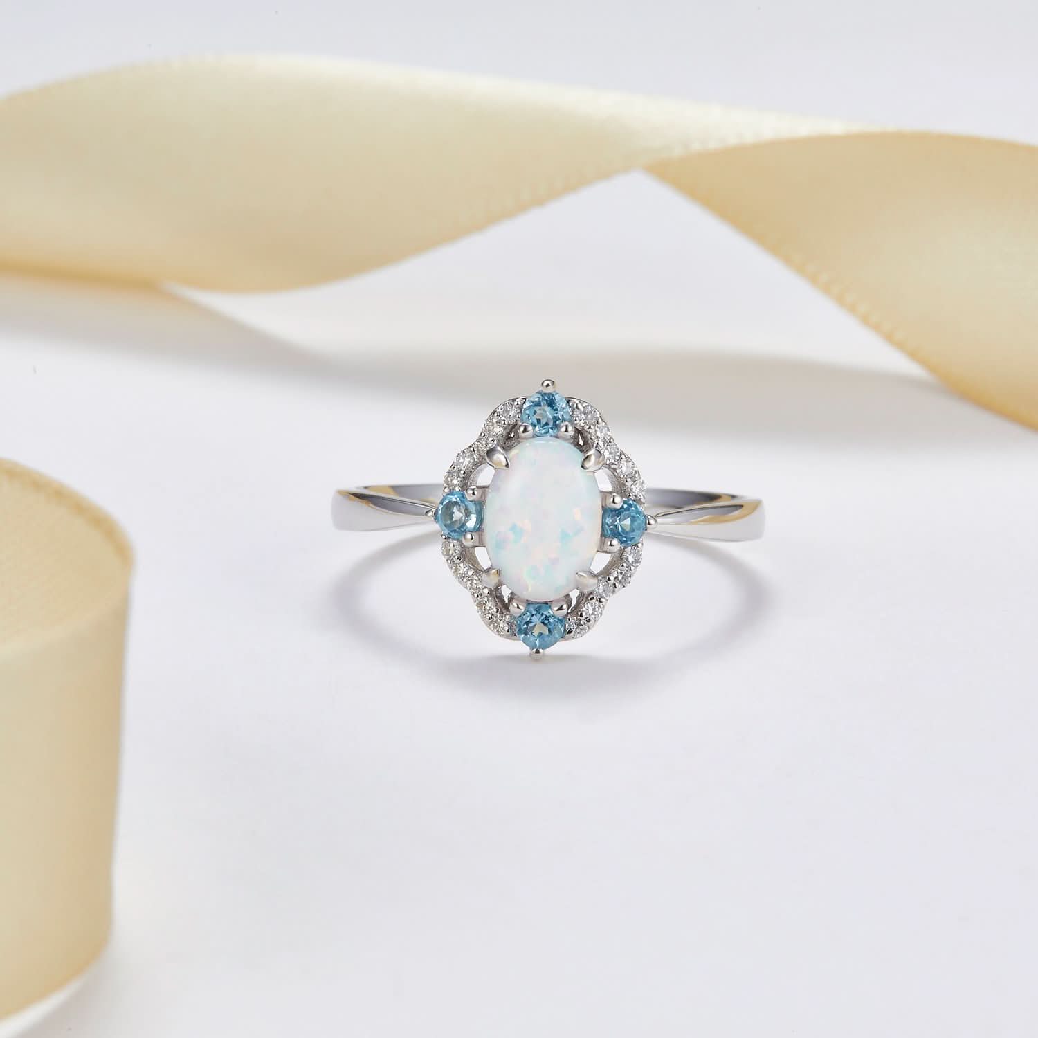 18k Solid Gold Vintage Opal and Topaz Diamond Ring | Rings Melbourne Australia