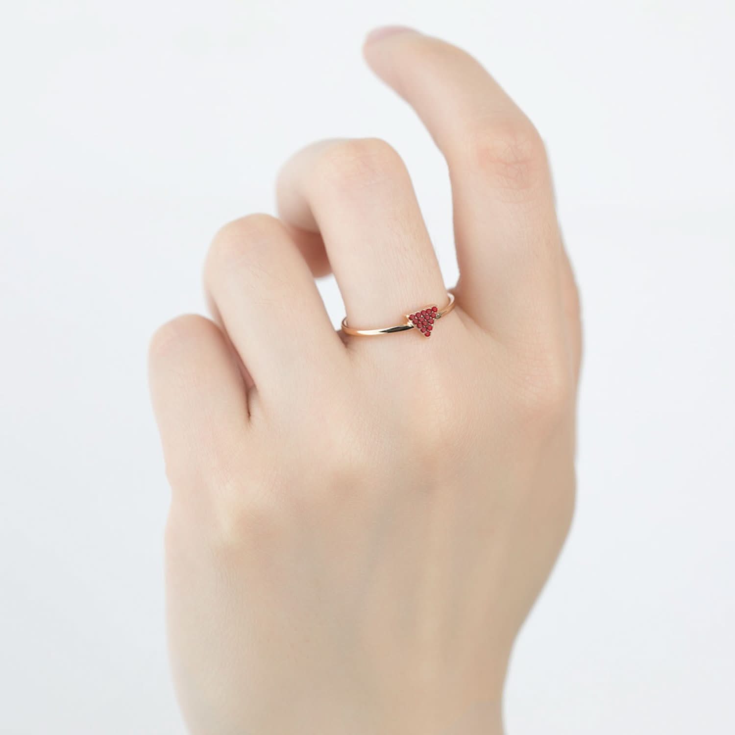 18k Solid Gold Ruby Triangle Stacking Ring - Melbourne, Australia