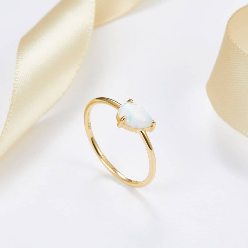 18k Solid Gold Pear Shape Australian White Opal Ring Band | Rings Melbourne Australia