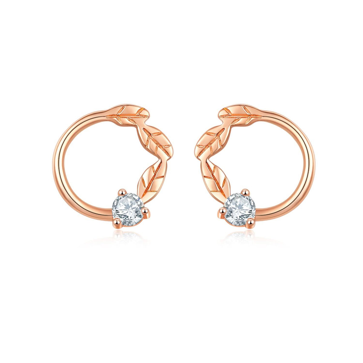 Leaves Diamond Earring Studs in 18k Rose Gold - Melbourne, Australia