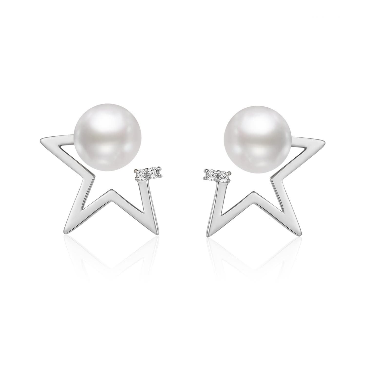 Sea Pearl Studs with Diamond Star Two Way Earrings - Melbourne, Australia