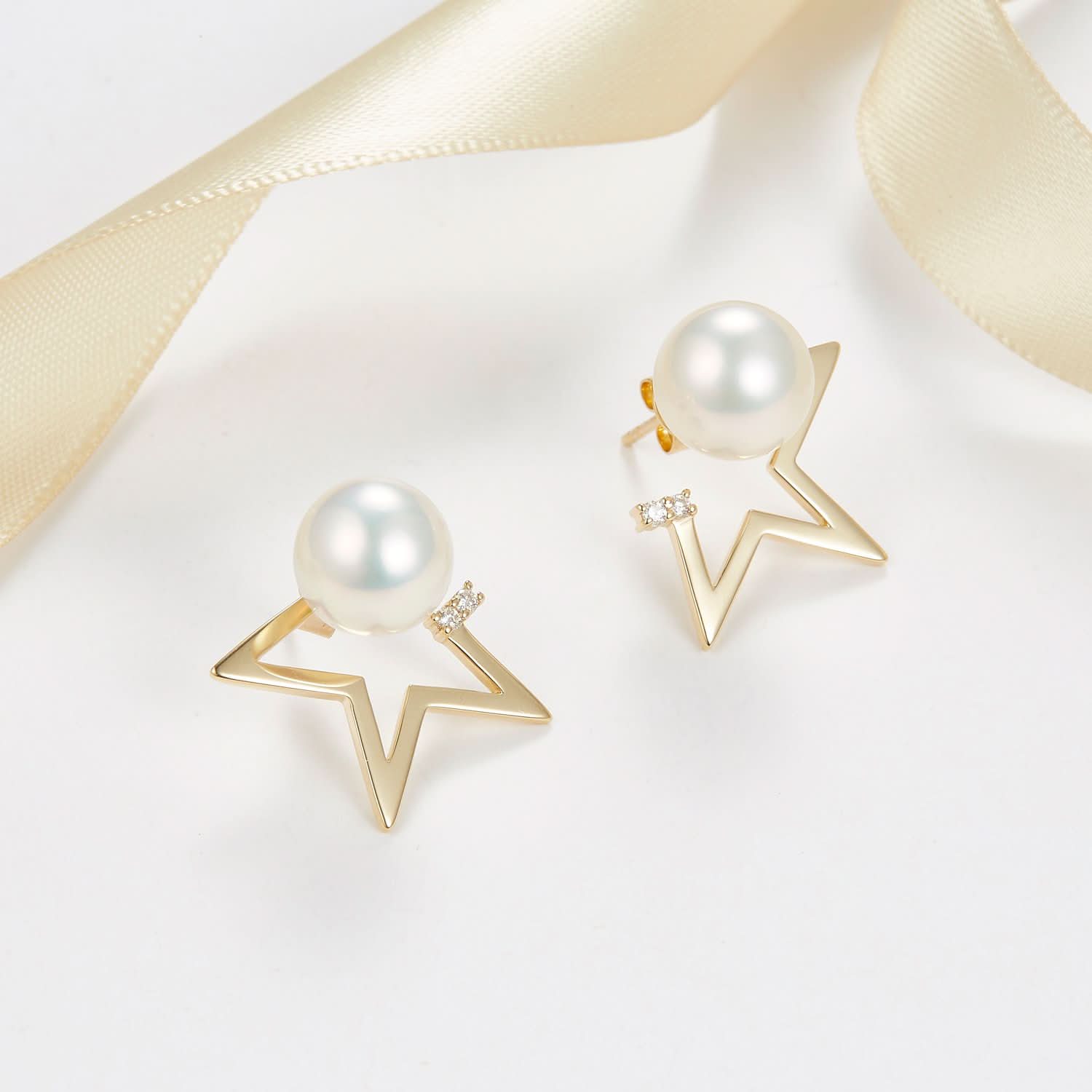Sea Pearl Studs with Diamond Star Two Way Earrings - Melbourne, Australia