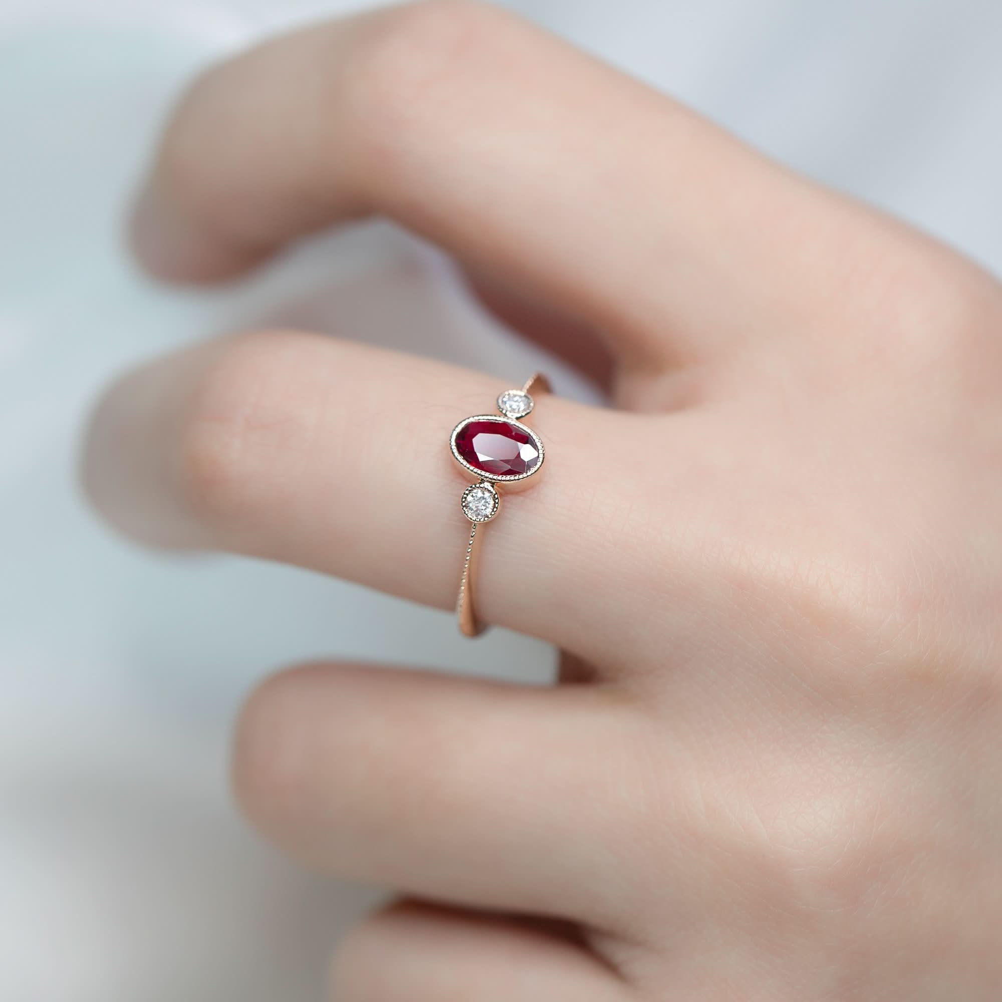 18k Solid Gold Oval Bezel Set Ruby Ring - Cheap Bezel Set Round Diamond Engagement Ring Melbourne, Australia