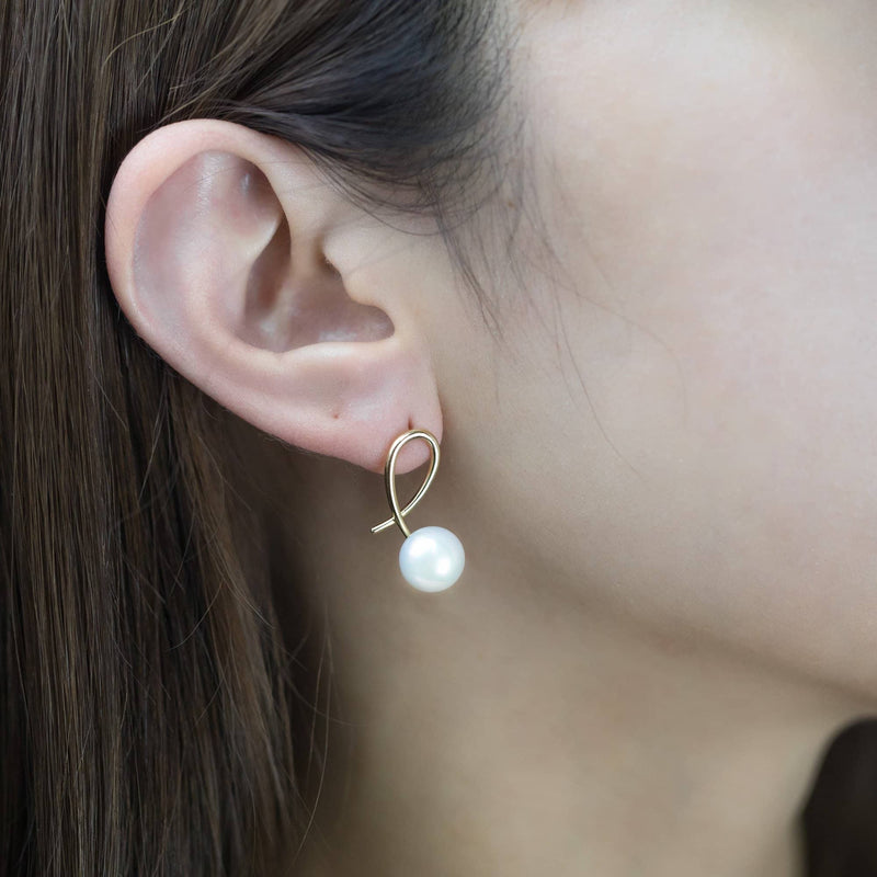 Natural Sea Pearl Geometrical Line Studs Earrings - Melbourne, Australia