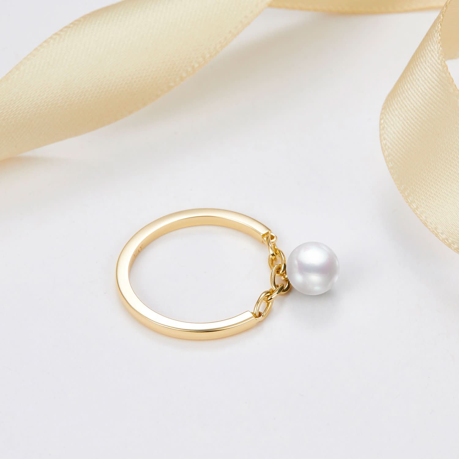 18k Solid Gold Akoya Pearl Chain Ring - Melbourne, Australia