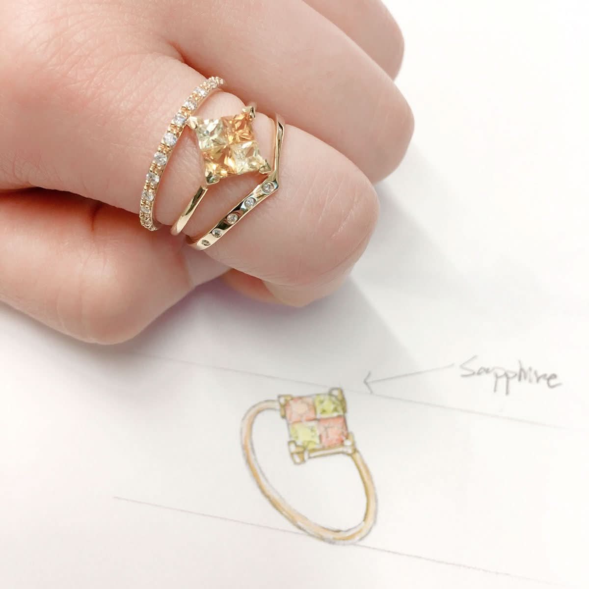 18k Solid Gold Square Yellow Sapphire Ring - Melbourne, Australia