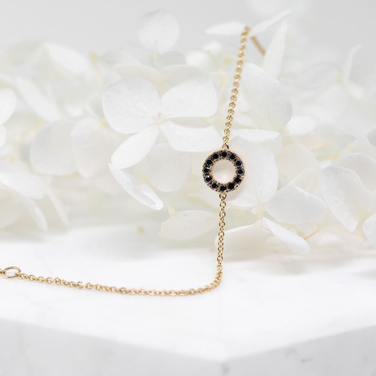 18k Solid Gold Circle Black Diamond Bracelet - Melbourne, Australia