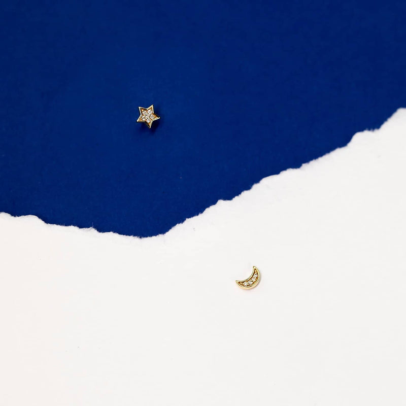 Star Moon Earrings | Spark Diamond Earings Melbourne Australia