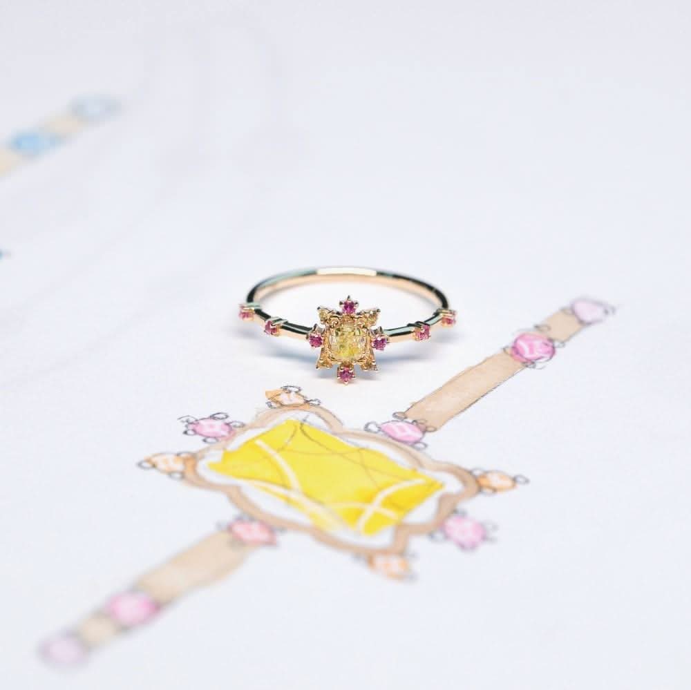 18k Solid Gold Antique Yellow Diamond Ring - Melbourne, Australia