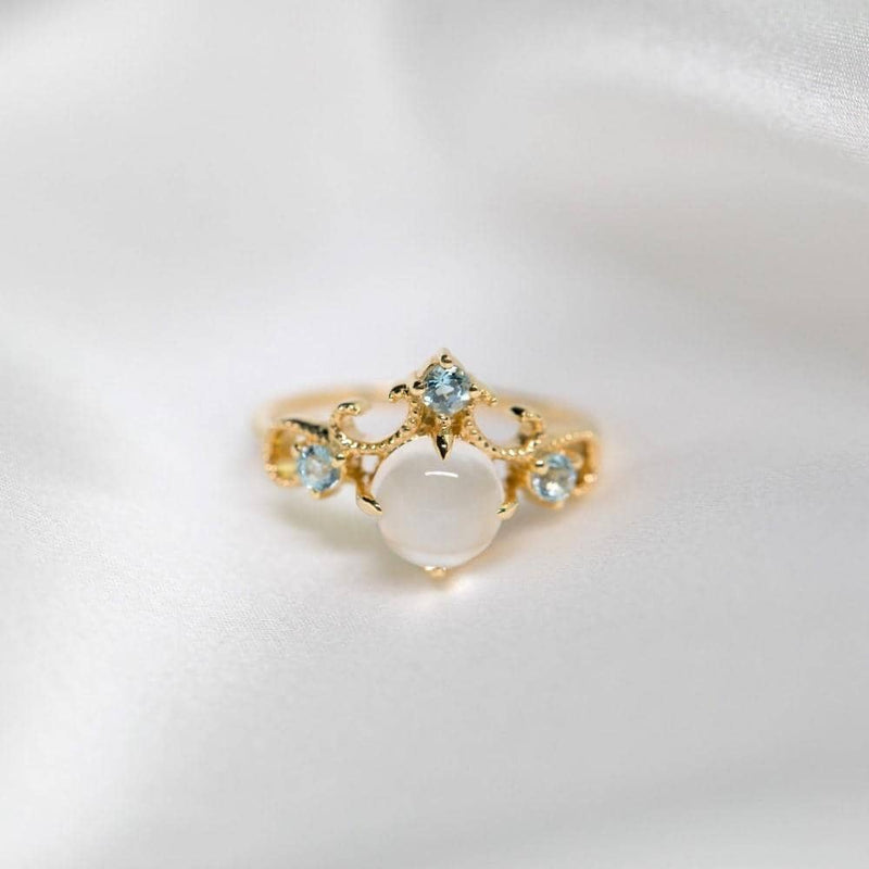 18k Solid Gold Vintage Moonstone Engagement Ring - Melbourne, Australia