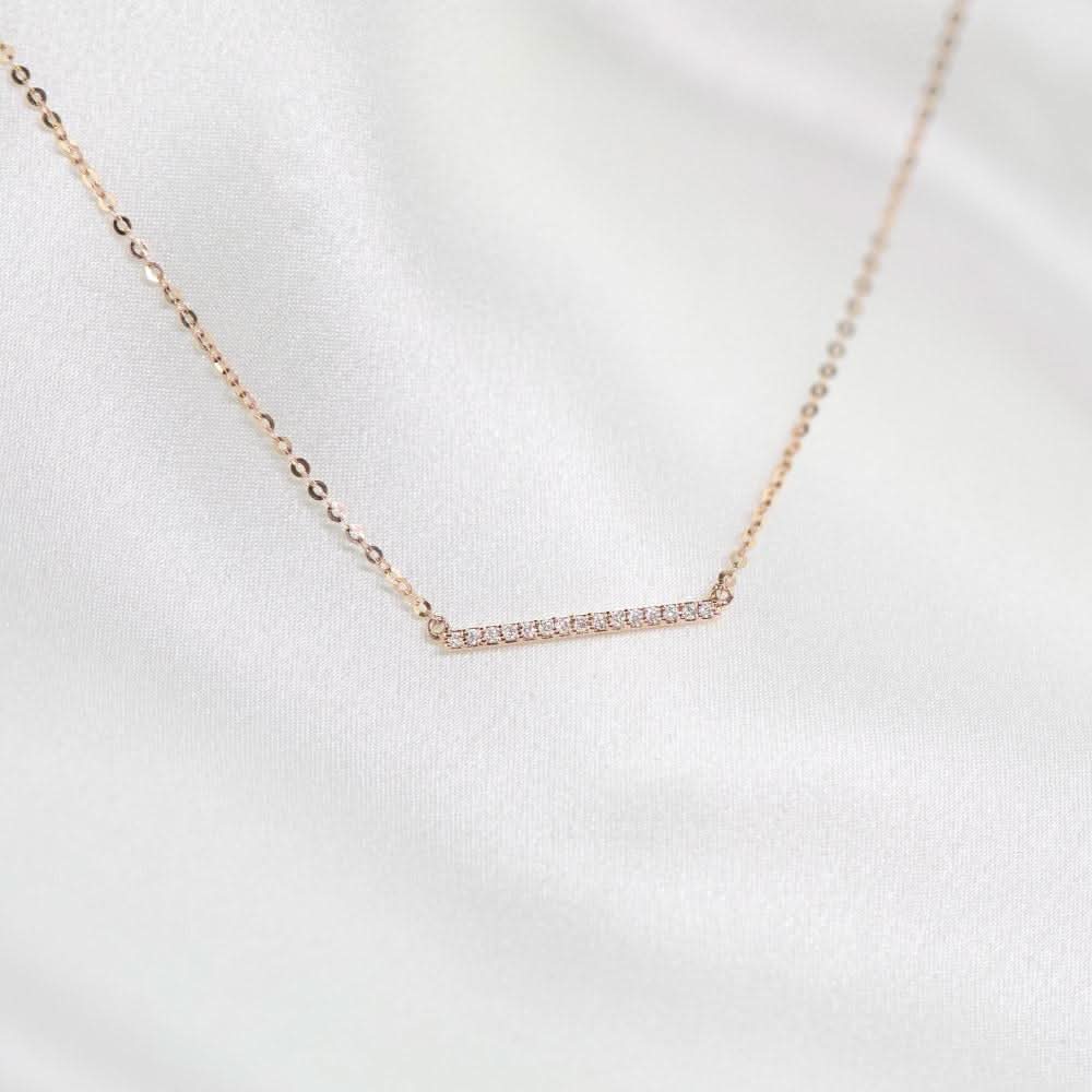 18k Solid Gold Classic Diamond Horizontal Bar Necklace - Melbourne, Australia