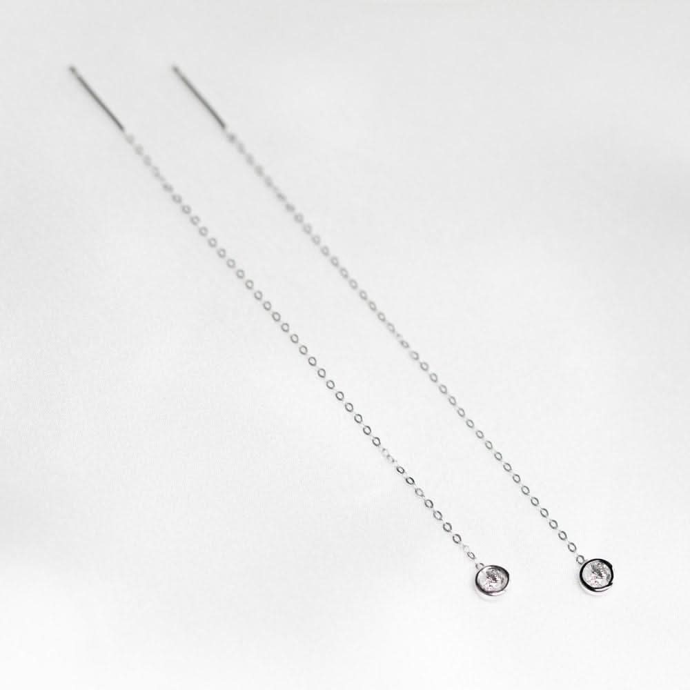 18k White Gold Bezel Set Diamond Drop Earrings - Melbourne, Australia