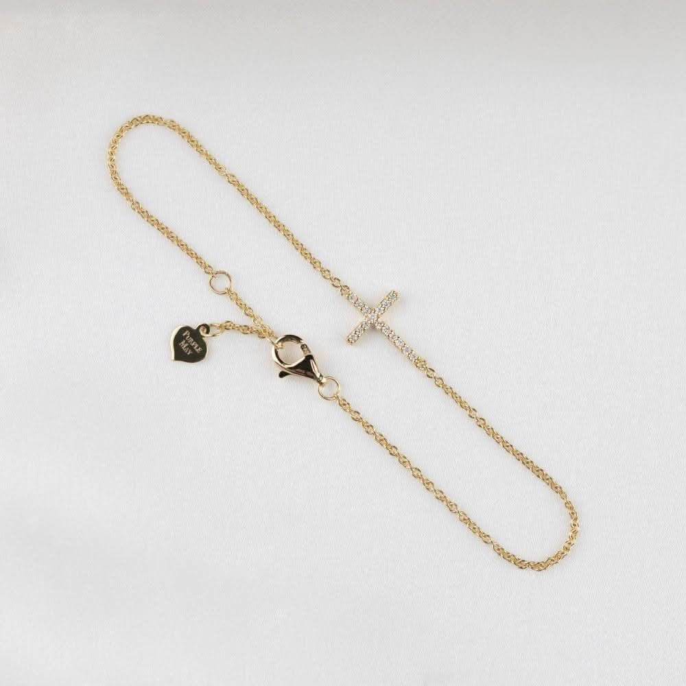 Cross Diamond Bracelet in 18k Yellow Gold - Melbourne, Australia