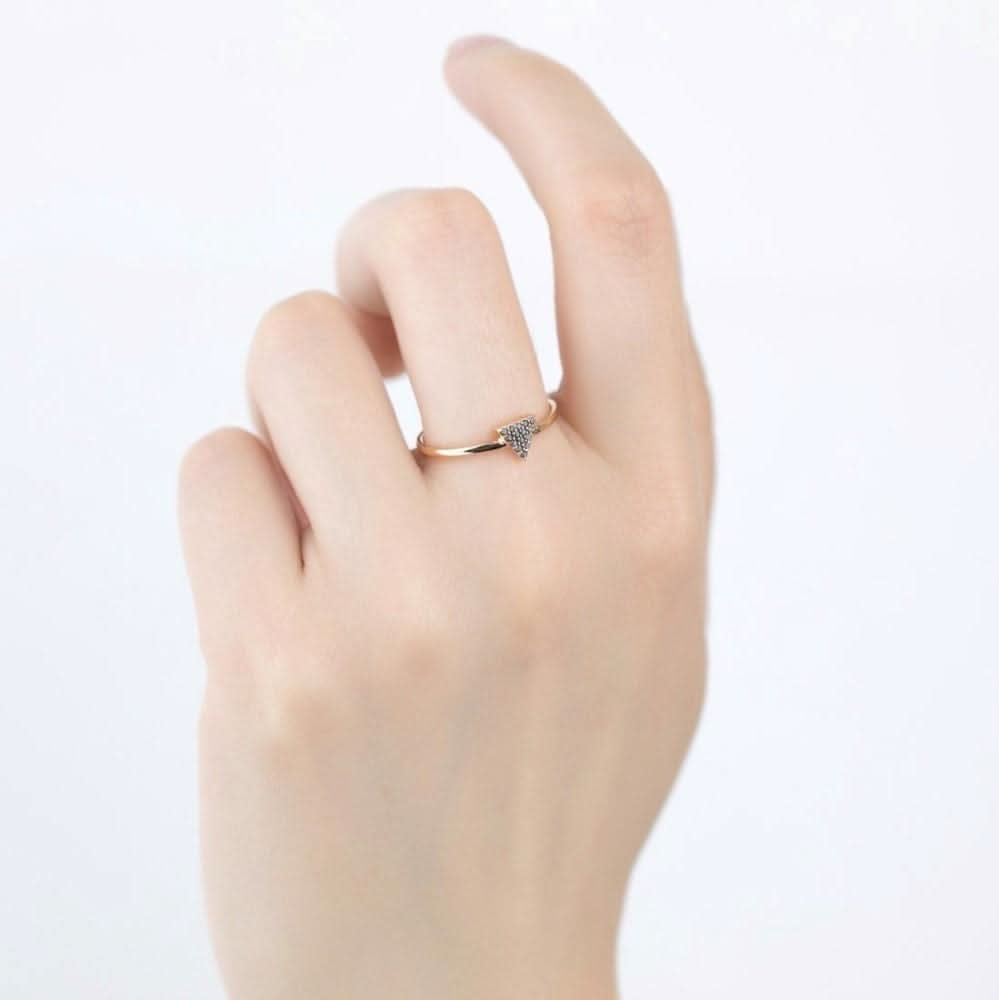 18k Solid Gold Black Diamond Triangle Stacking Ring - Melbourne, Australia
