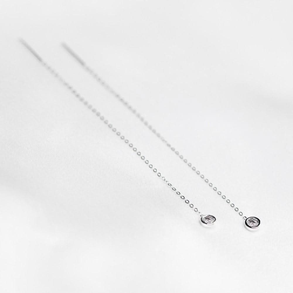 18k White Gold Bezel Set Diamond Drop Earrings - Melbourne, Australia