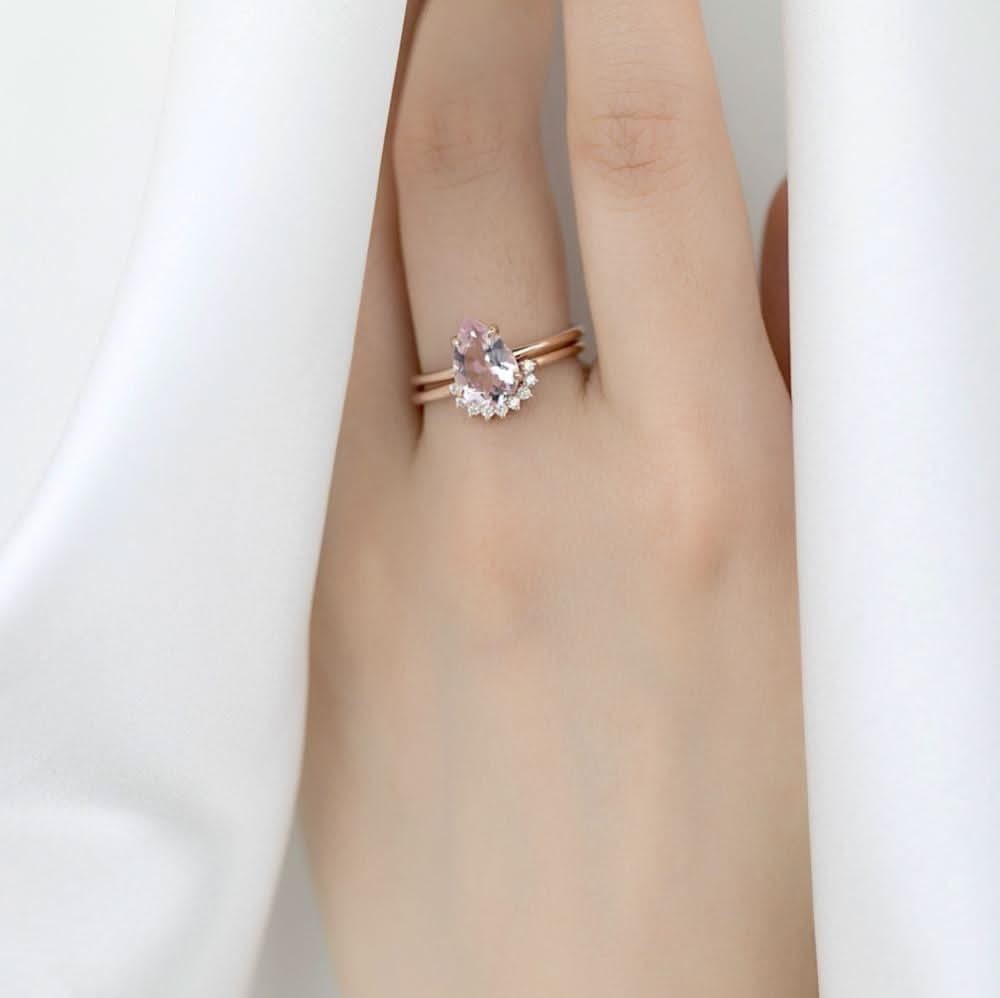 18k Solid Gold 1.5ct Pink Morganite Engagement Ring Set - Melbourne, Australia