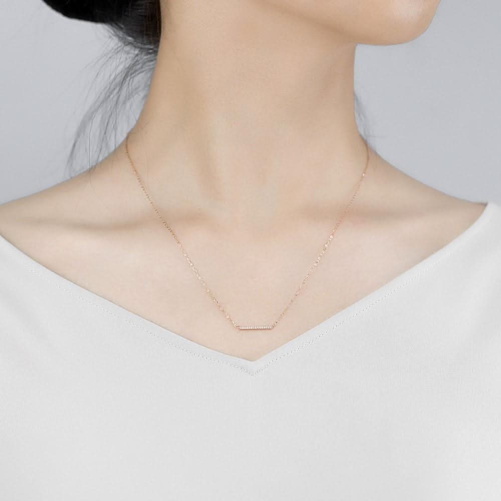 18k Solid Gold Classic Diamond Horizontal Bar Necklace - Melbourne, Australia