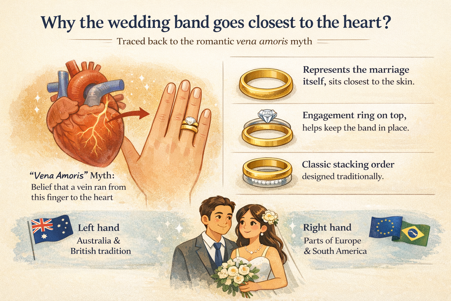 How to wear an engagement ring and wedding band