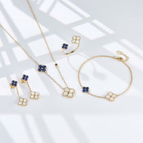 Clover - 18K 蛋白石蓝宝石耳环