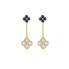 Clover - 18K Opal Sapphire Earrings - PurpleMayJewellery