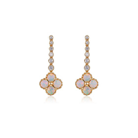 Chloe II – 18K Opal Diamond Earrings - PurpleMayJewellery
