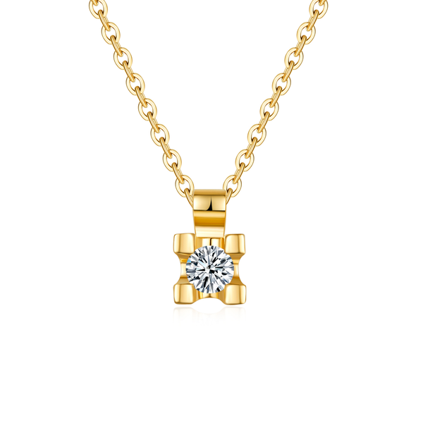 18k Solid Gold Single Prong Set Diamond Necklace - Melbourne, Australia