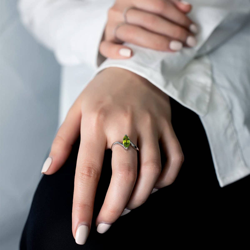 18k Solid Gold Marquise Shape Peridot Wedding Ring | Rings Melbourne Australia