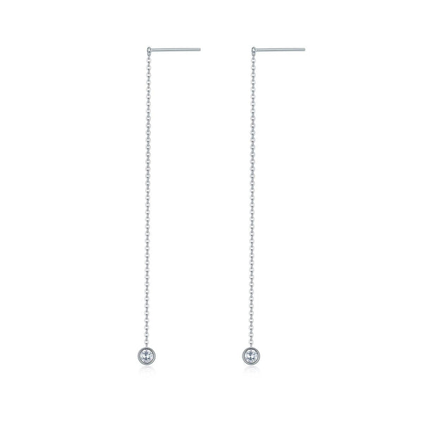 18k White Gold Bezel Set Diamond Drop Earrings - Melbourne, Australia