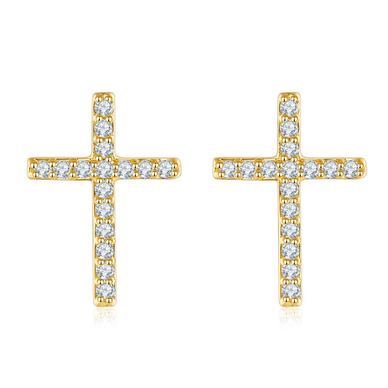 18K Solid Gold Cross Diamond Earrings - Melbourne, Australia