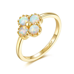18k Solid Gold Australian White Opal Clover Ring | Rings Melbourne Australia