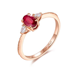 18k Solid Gold Oval Ruby and Pear Shape Diamond Ring - Melbourne, Australia