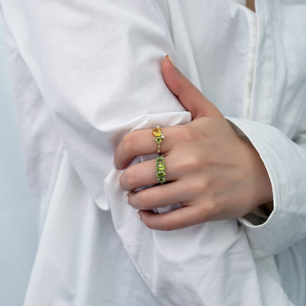 18k Solid Gold Half Band Peridot Wedding Ring | Rings Melbourne Australia