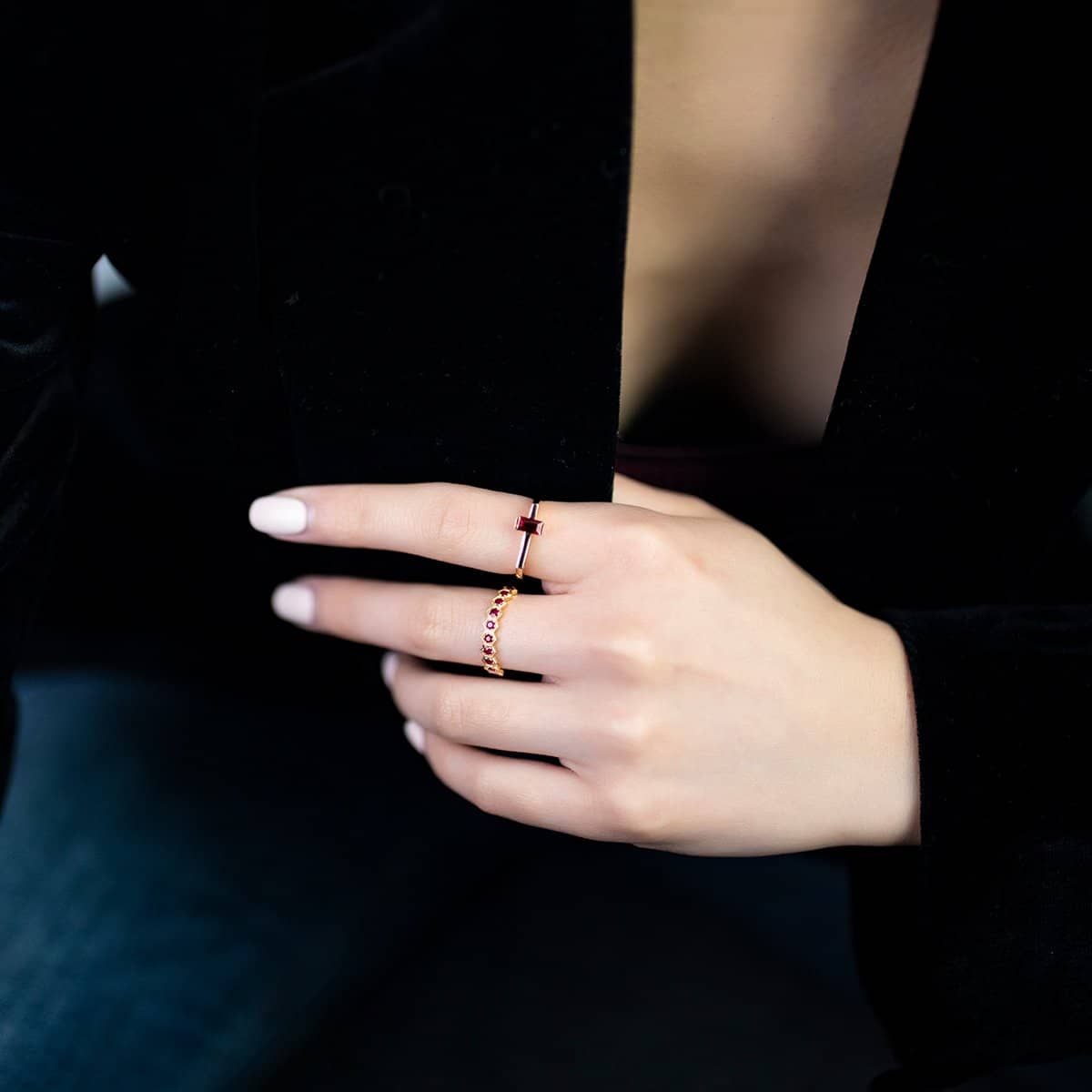 18K Solid Gold Square Shaped Ruby Ring | Rings Melbourne Australia
