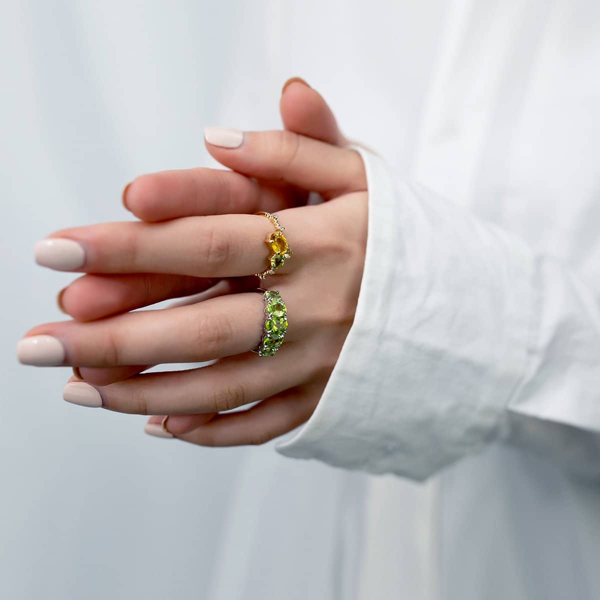 18k Solid Gold Half Band Peridot Wedding Ring | Rings Melbourne Australia