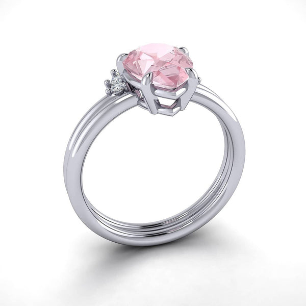 18k Solid Gold 1.5ct Pink Morganite Engagement Ring Set - Melbourne, Australia