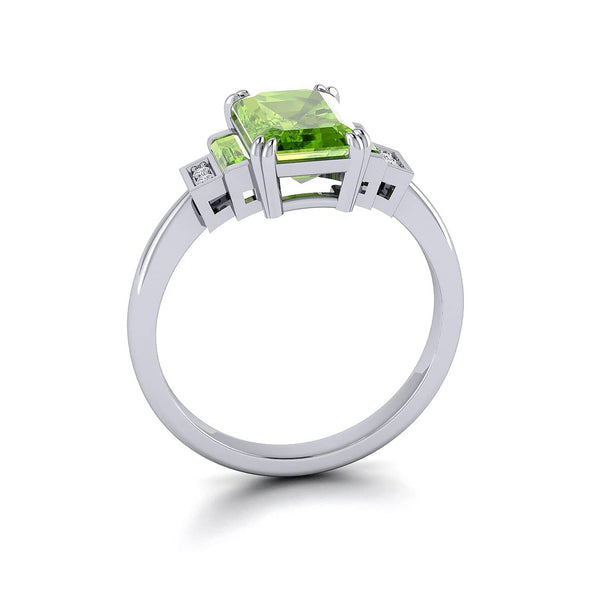 18k Solid Gold Peridot Diamond Baguette Wedding Ring | Rings Melbourne Australia